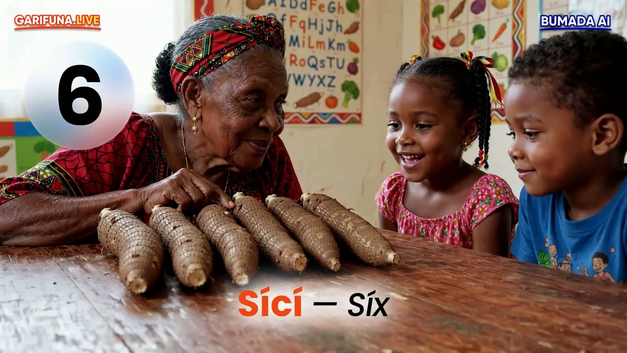 A family counting cassava roots