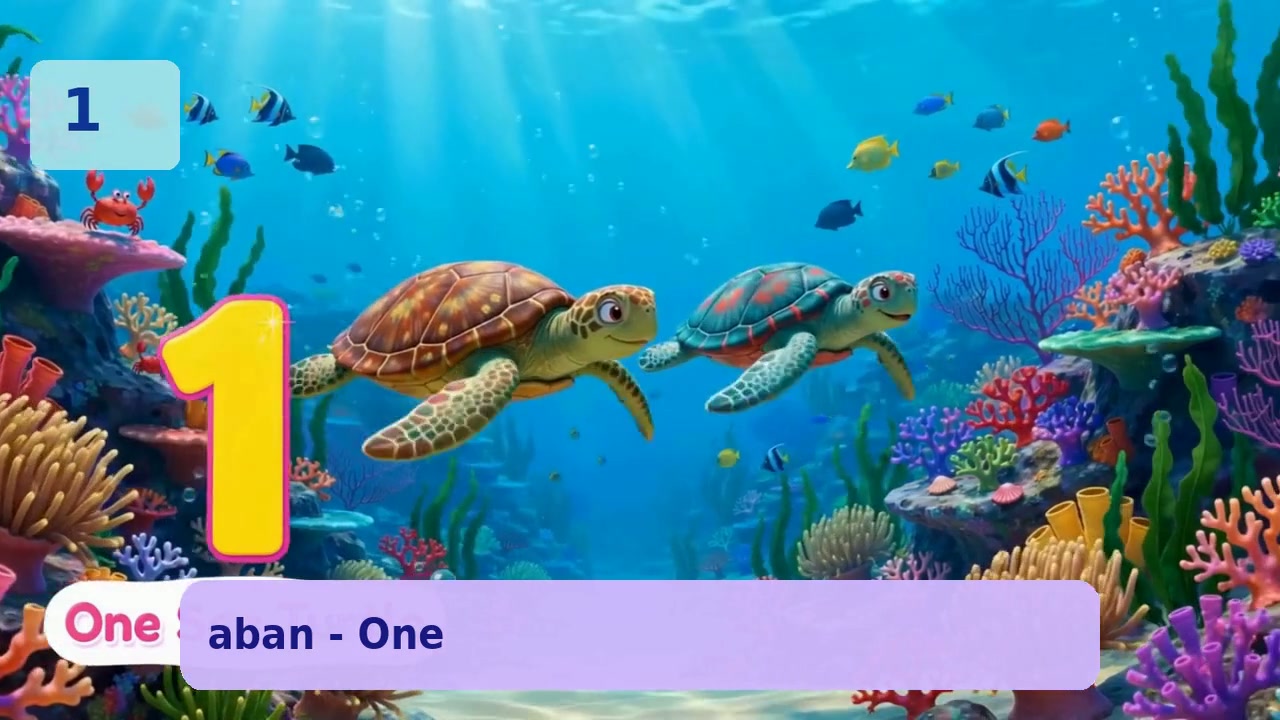 Ocean animal number flashcard