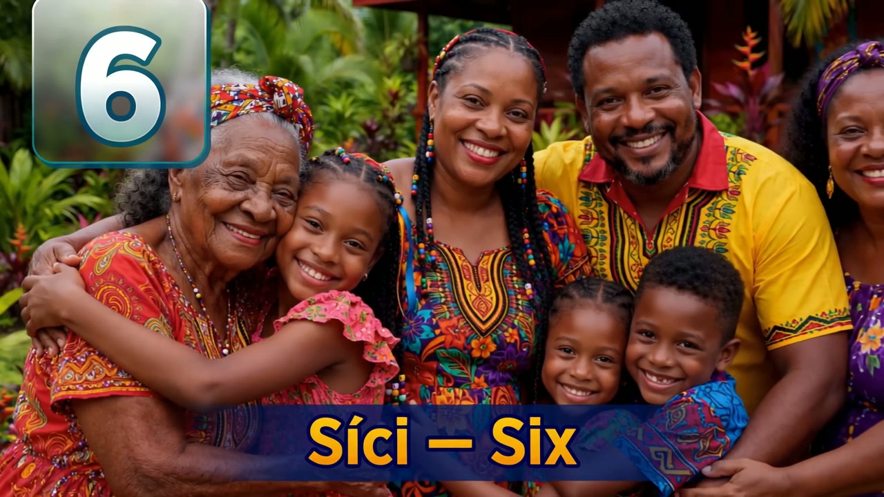 An elder teaching Garifuna numbers with children